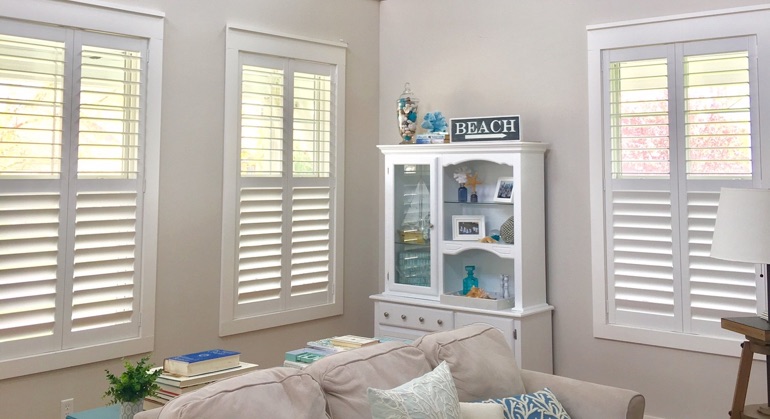 faux wood shutters in Hartford sunroom